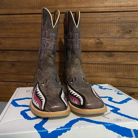 Brown Tin Haul Man Eater Boots Tin Haul Man Eater Gals Western